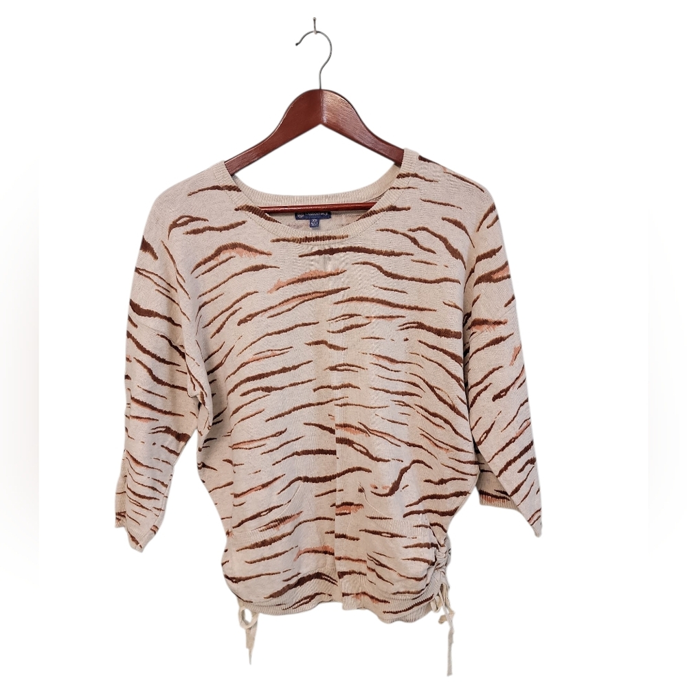 Democracy Animal Print‎ Sweater with Drawstring On Both Sides Size XS Casual
